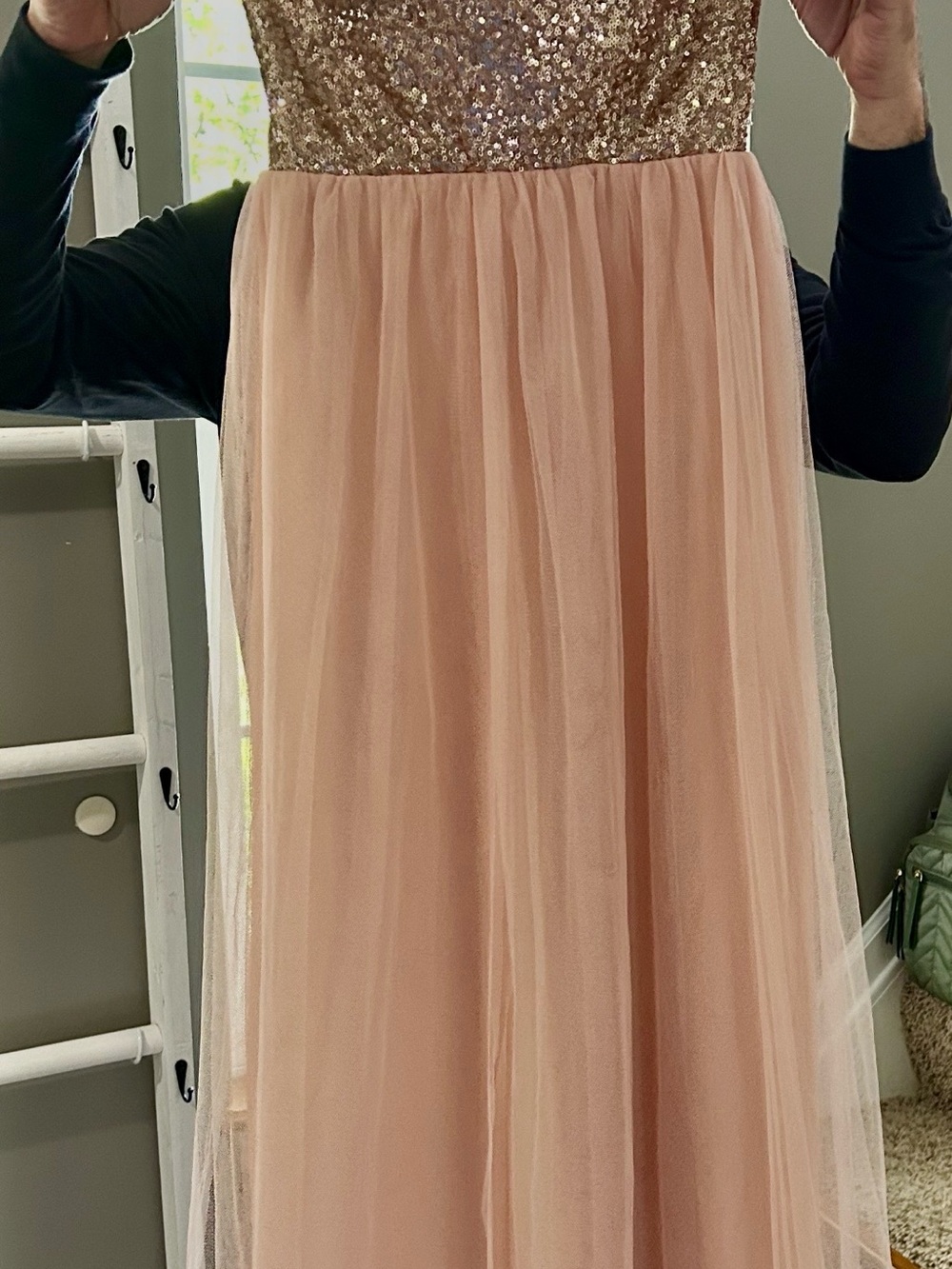Evening Tulle Skirt with Sequin Waist - Blush Pink